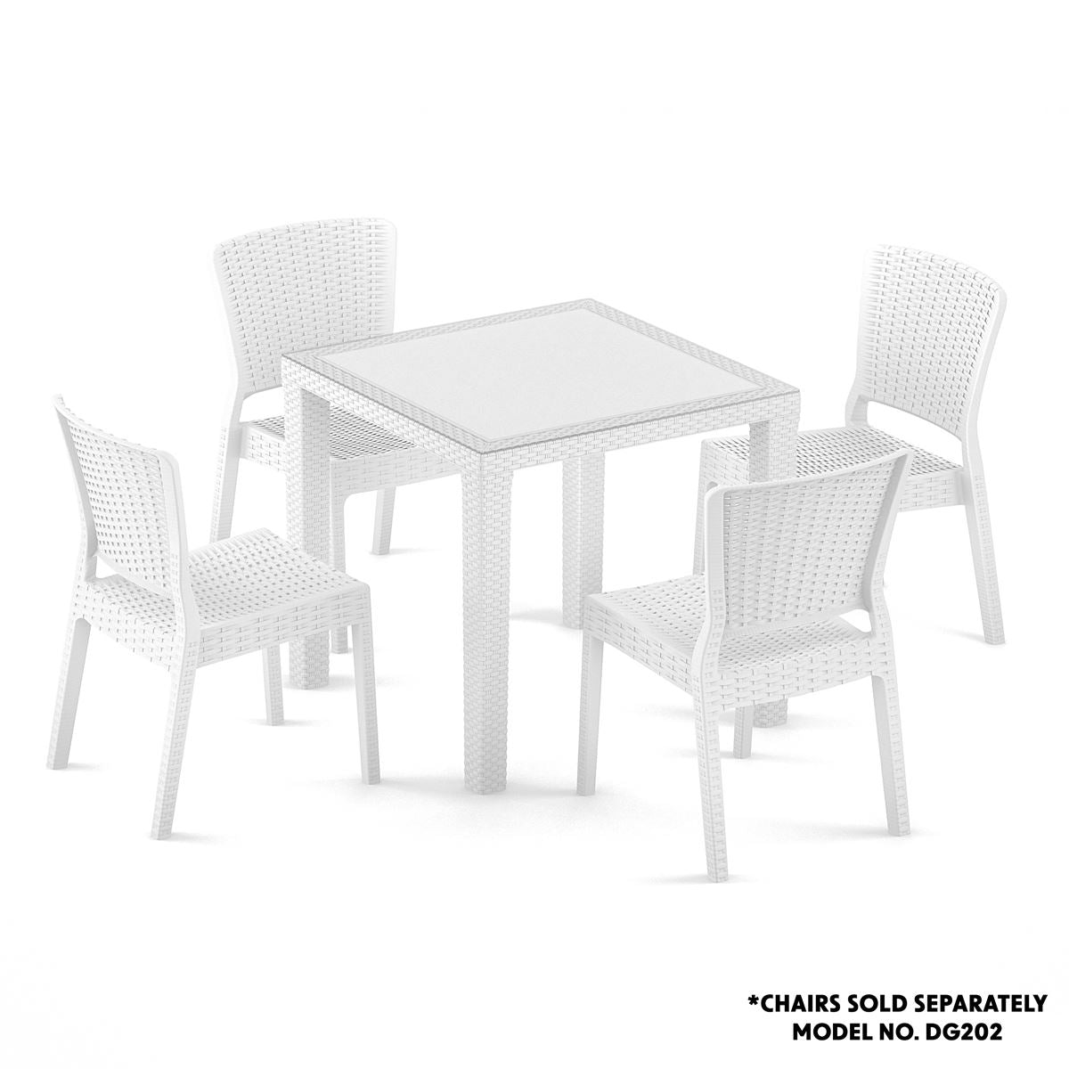 Sealey Dining Table Weather Resistant, Glass Top 80x80cm White DG208