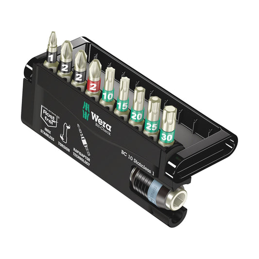 Wera Bc10/9 Bitcheck PH/PZ/TX/Qr Stainless Torsion 10Pc 071110