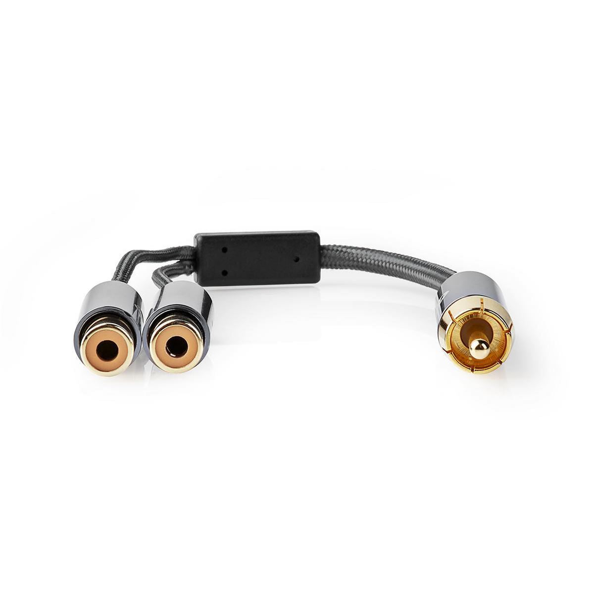 Nedis Subwoofer Cable RCA Male to 2x RCA Female Gun Metal Grey Braided Cable - CATB24010GY02
