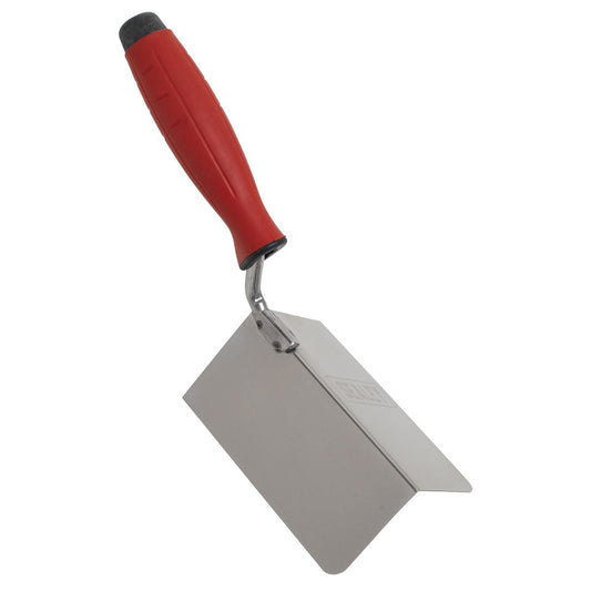 Sealey Stainless Steel External Corner Trowel - Rubber Handle - 120 x 60mm T1803