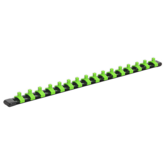 Sealey Socket Retaining Rail with 16 Clips 1/4"Sq Dr - Hi-Vis Green AK27052HV