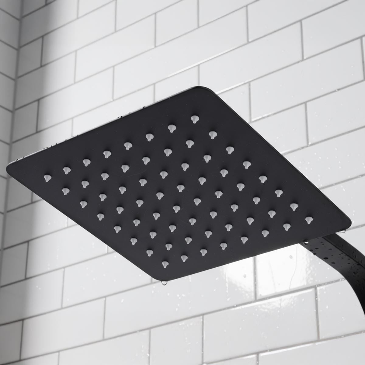 Baridi Thermostatic Shower Mixer Set, 20x20cm Square Head, Adjustable Rail