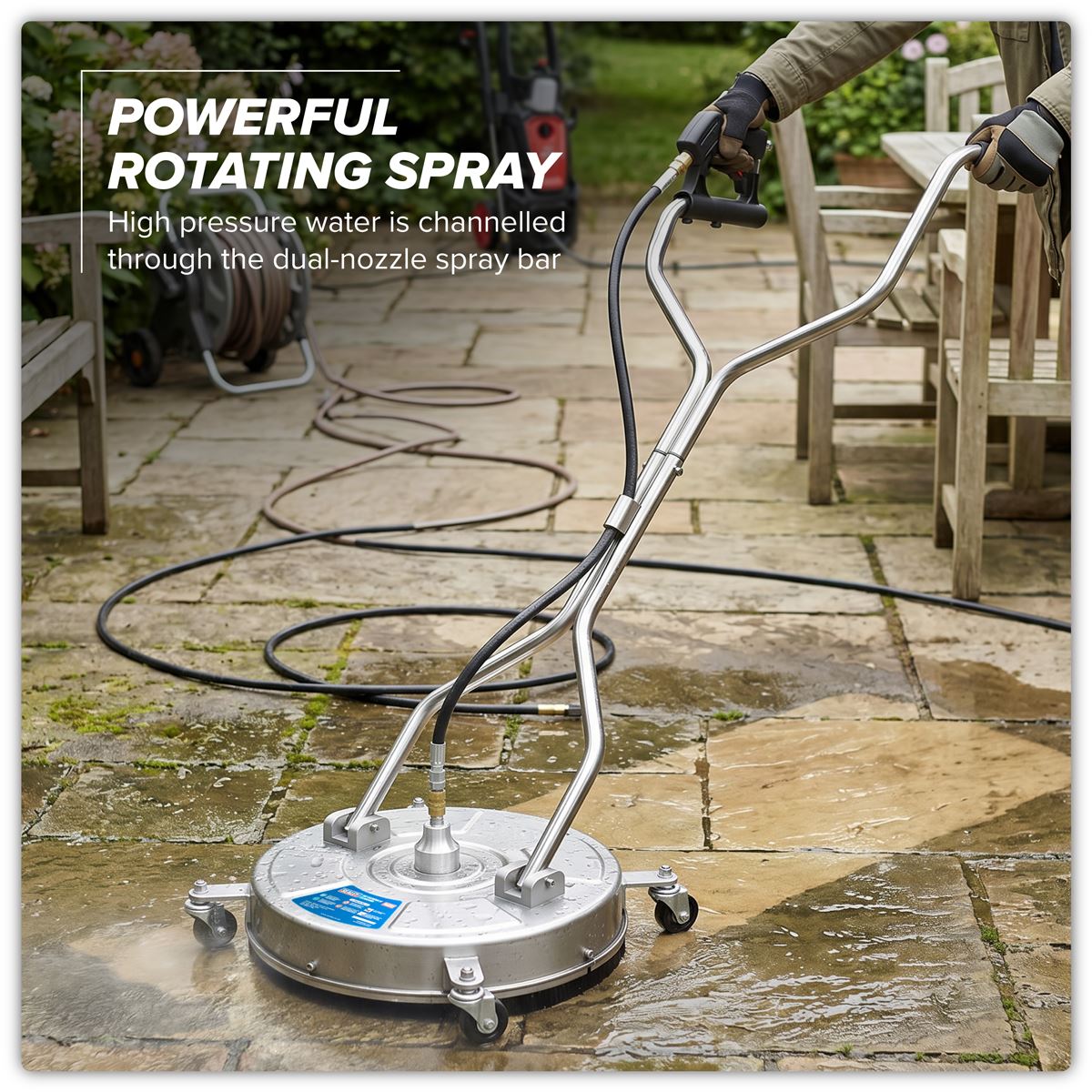 Sealey 18" Surface Cleaner with Dual Handle & Rotating Spray Bar