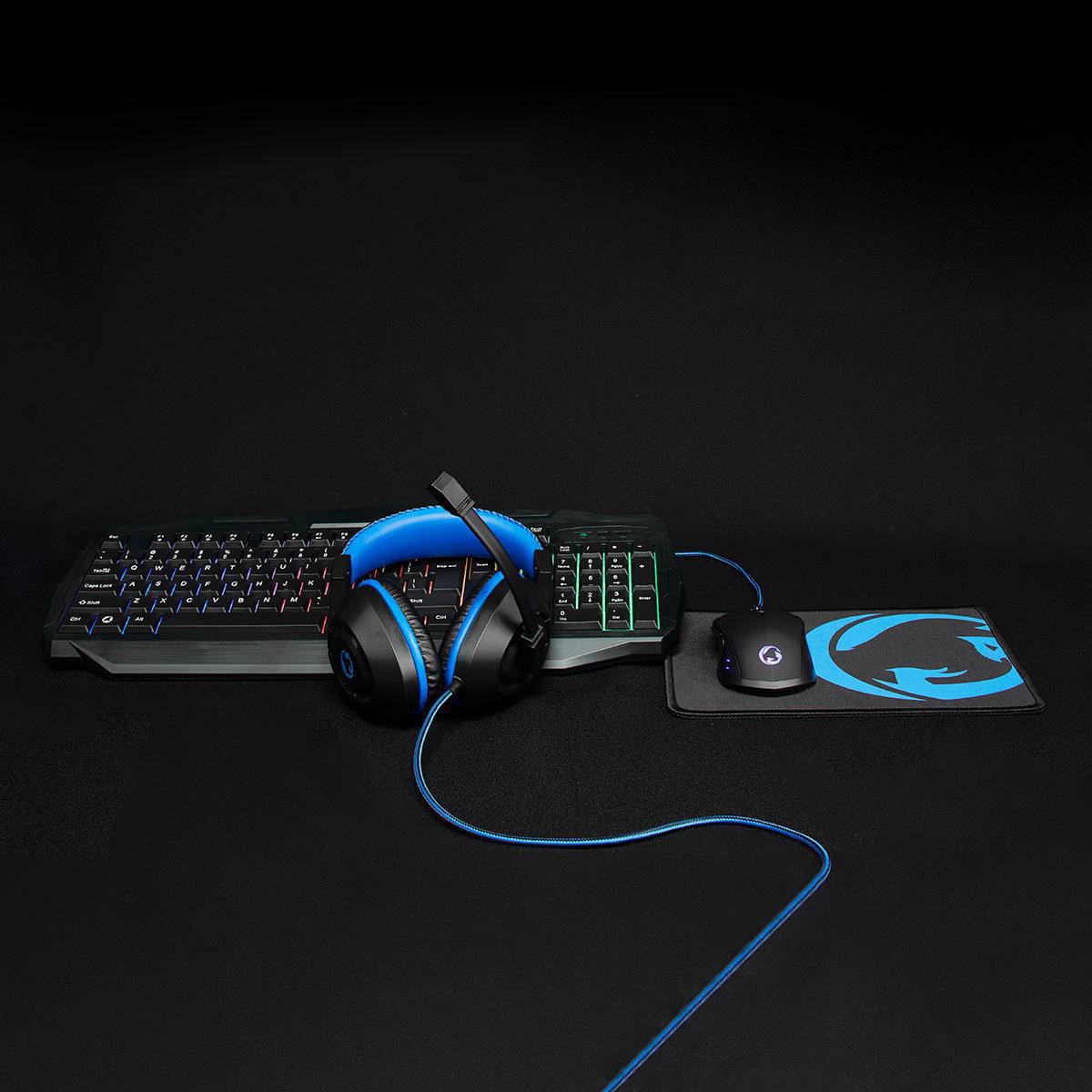 Gaming Combo Kit 4-in-1 Keyboard, Headset, Mouse % Mouse Pad Nordic Layout Black