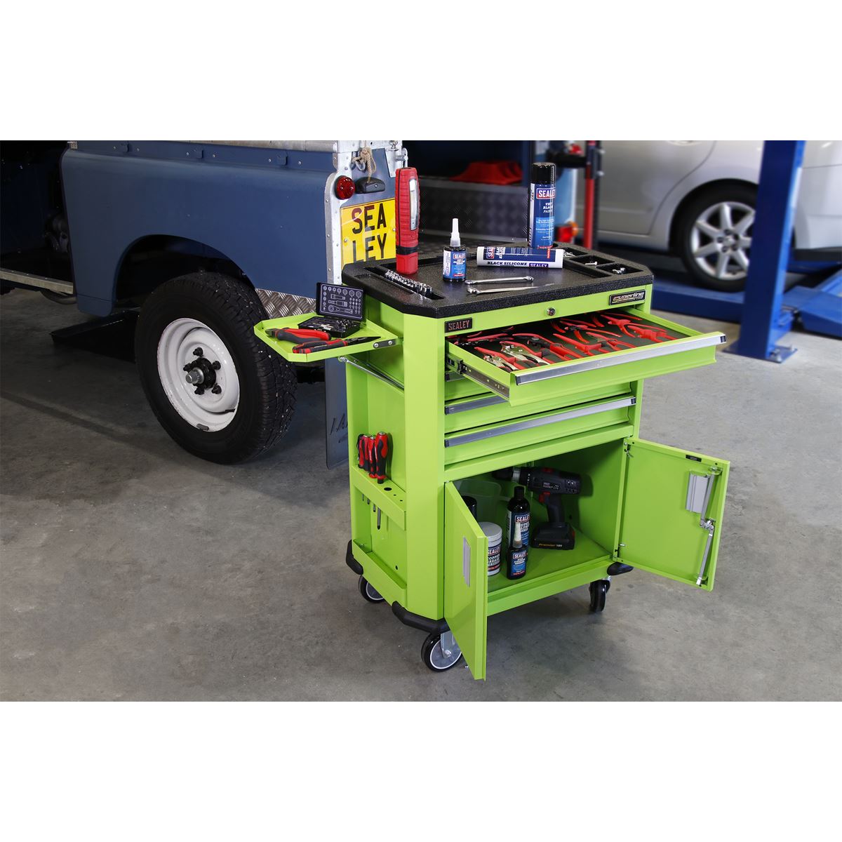 Sealey Tool Trolley with 4 Drawers & 2 Door Cupboard AP980MTHV