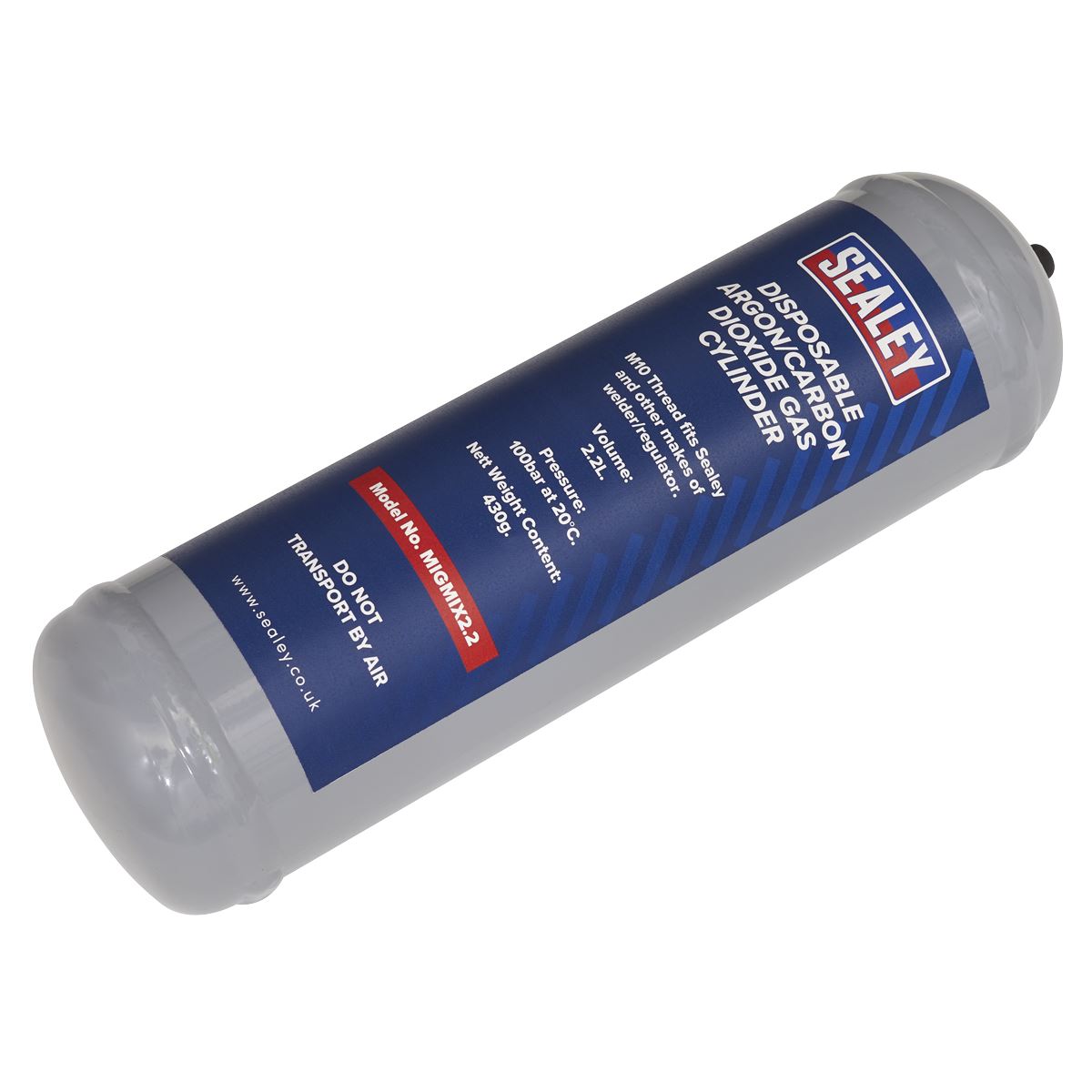 Sealey 430g 2.2L, Disposable Argon/Carbon Dioxide Gas Cylinder - Pack of 4 MIGMIX2.24