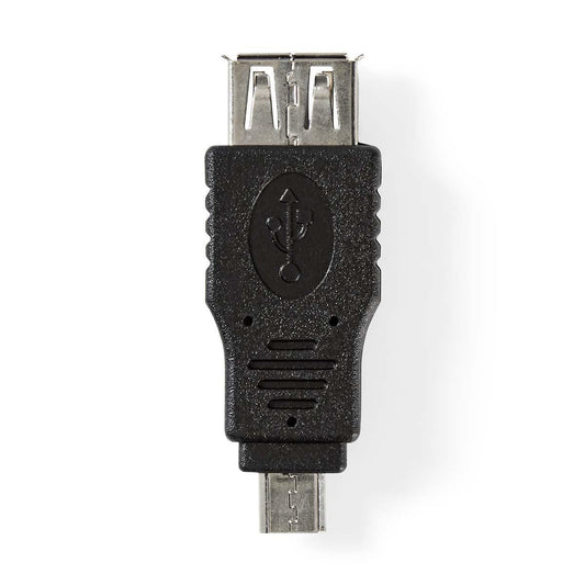 USB Adapter USB 2.0 USB Micro-B Male USB-A Female 480Mbps Nickel Plated Blister