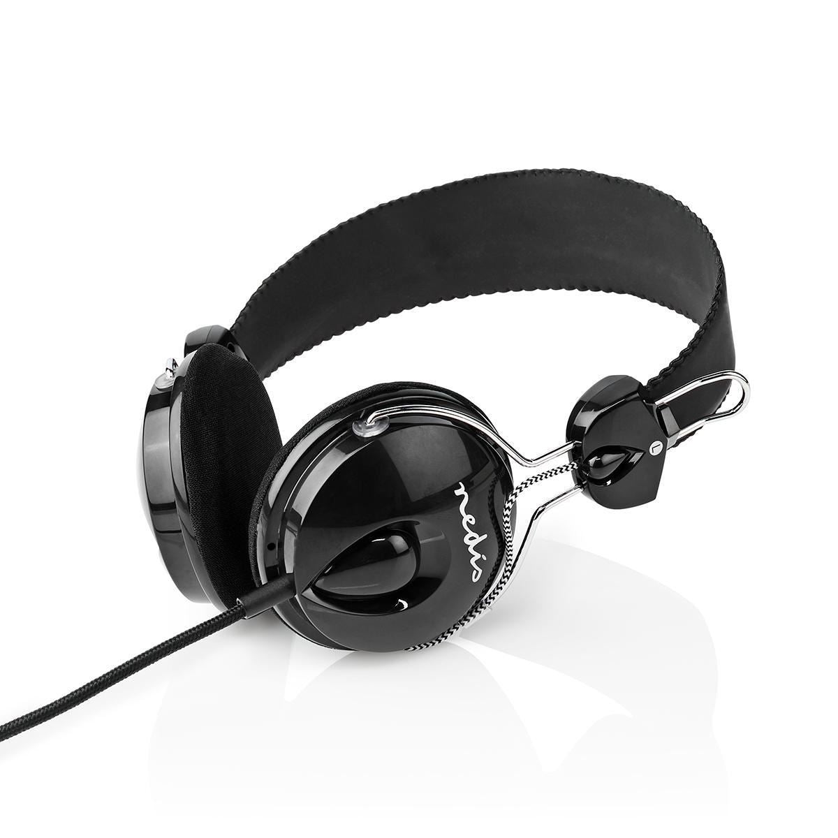 Nedis Wired Headphones 1.1m Round Cable On-Ear Lightweight Black - HPWD1104BK