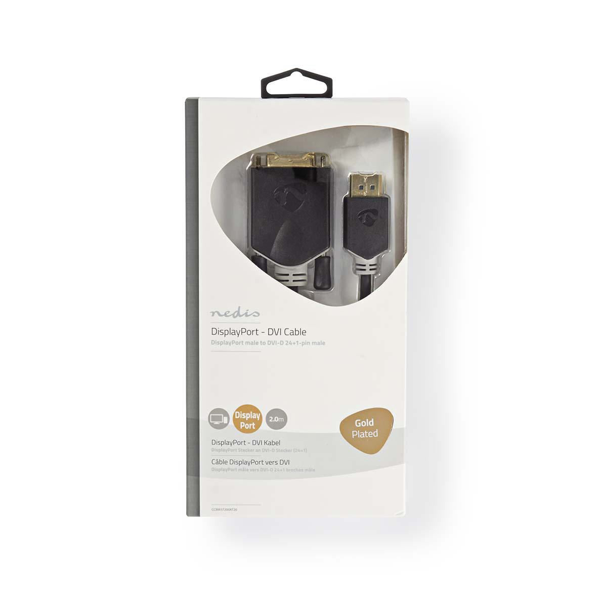 Nedis DisplayPort to DVI Cable DisplayPort Male to DVI-D 24+1-Pin Male 2m Anthracite