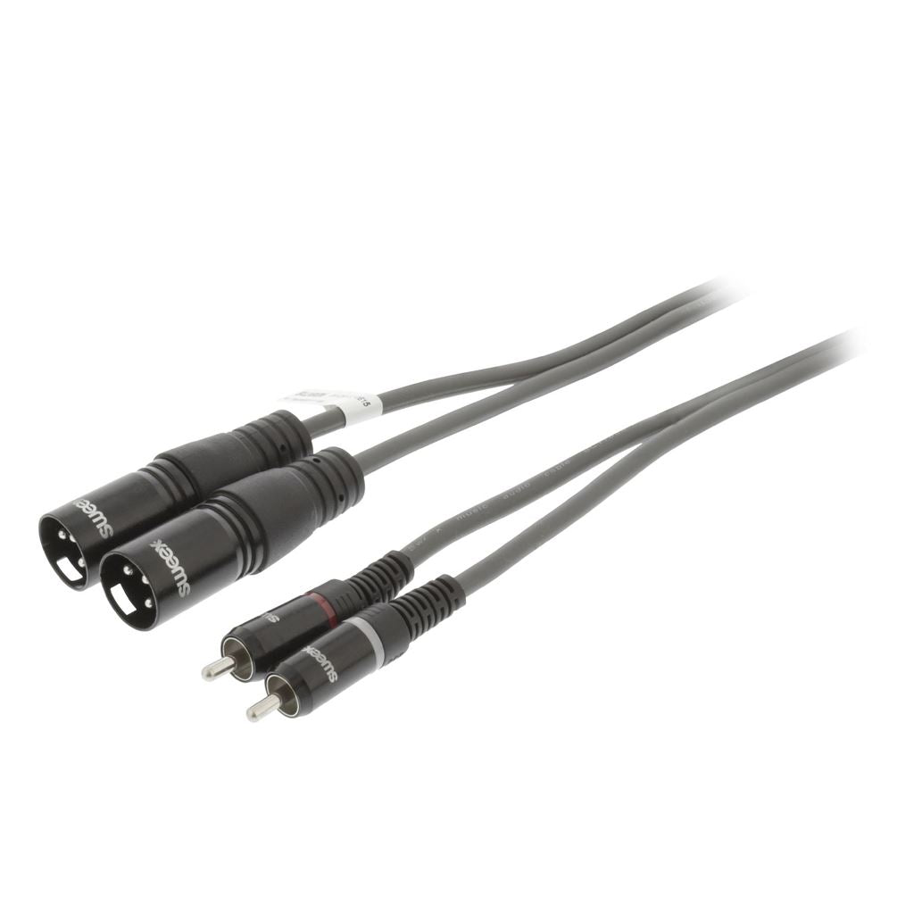 Sweex XLR Stereo Cable 2x XLR 3-Pin Male to 2x RCA Male 1.5m Dark Grey - COTH15210GY15