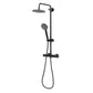 Baridi Thermostatic Shower Mixer Set, 20cm Round Head, Adjustable Rail - Black