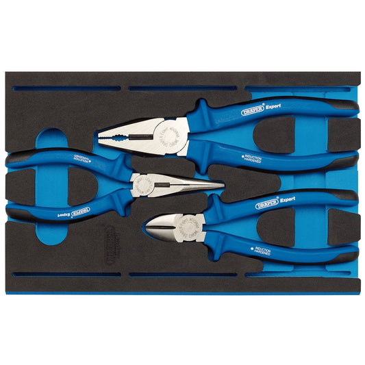 Draper Heavy Duty Plier Set in 1/4 Drawer EVA Insert Tray (3 Piece) | 63262