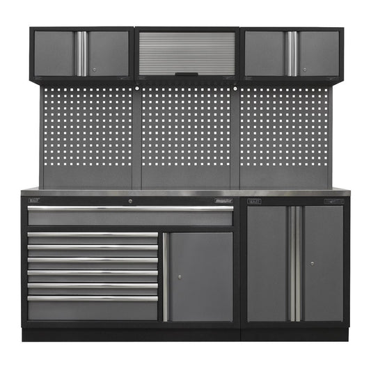 Sealey Superline Pro 2.04m Storage System - Stainless Steel Worktop - APMSSTACK11SS
