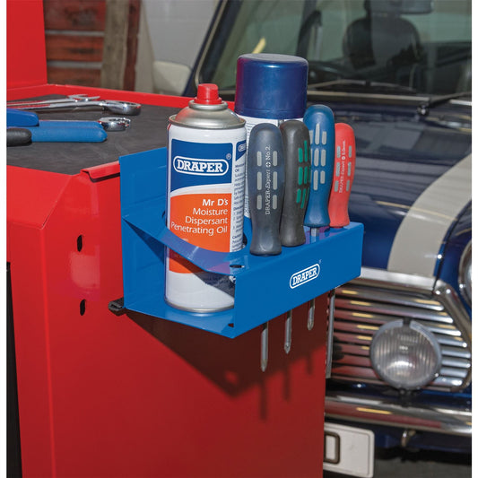 Draper Magnetic Can & Screwdriver Holder Tools Storage Organiser Workshop - Blue - 11807