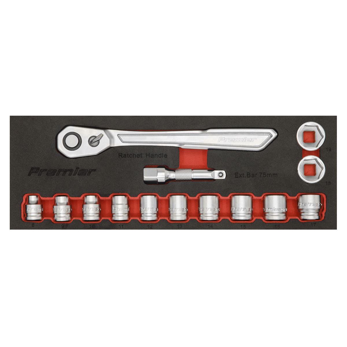 Sealey Low Profile Socket Set 14pc 3/8"Sq Drive Metric - Platinum AK5785
