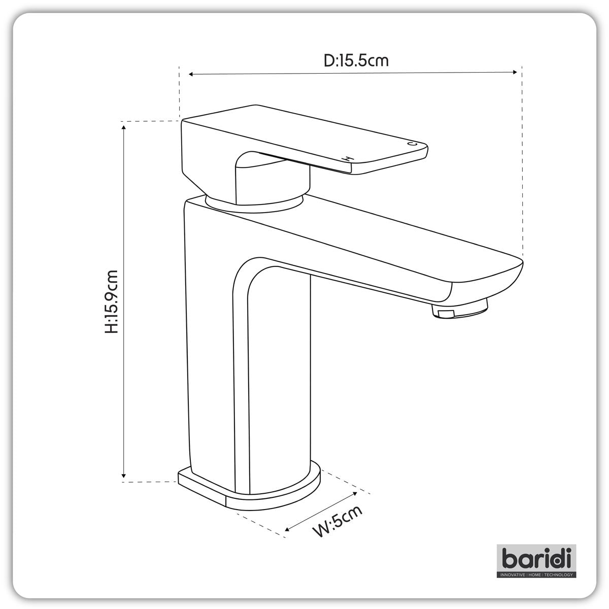 Baridi Basin Mixer Tap with Clicker Waste - Matt Black DH393