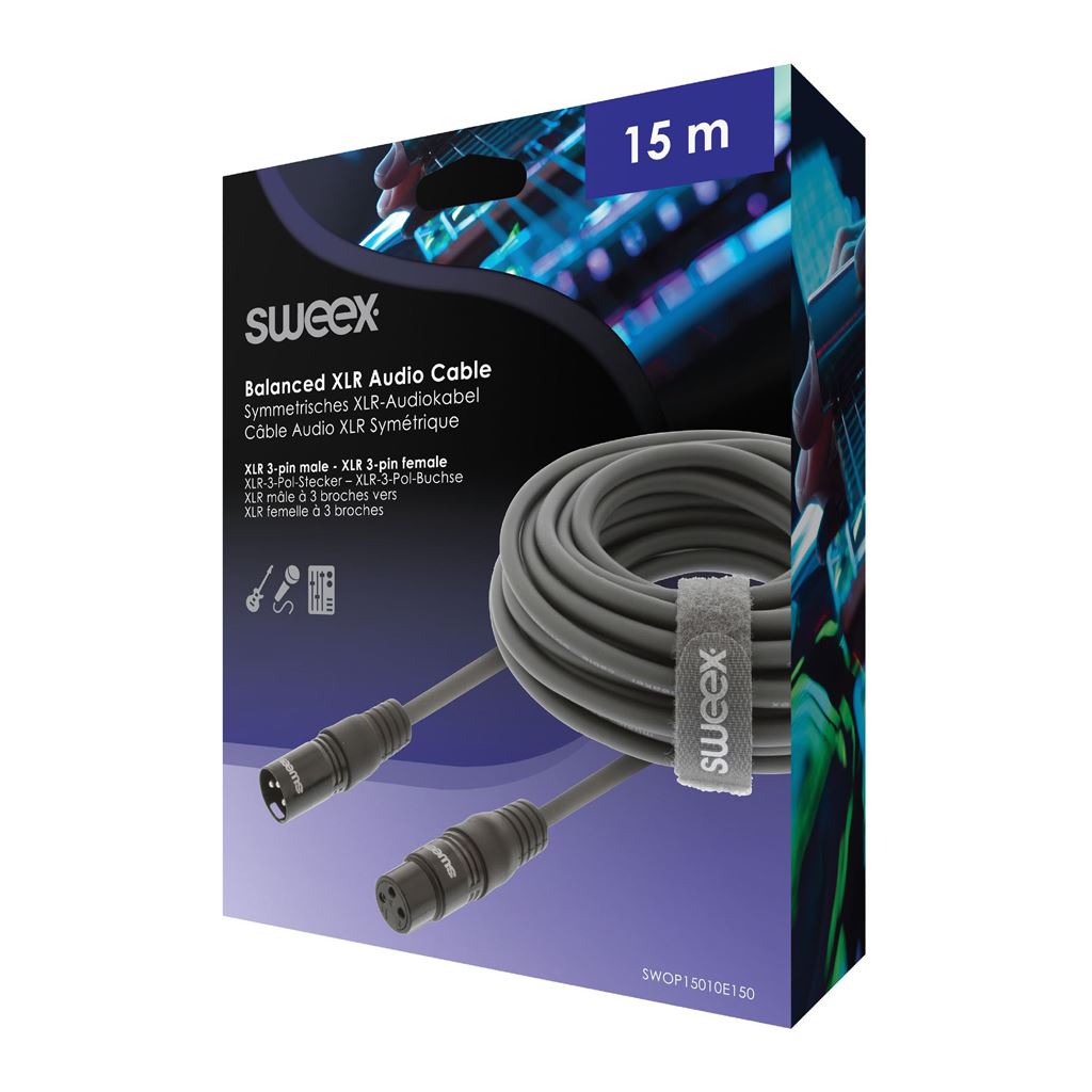 Sweex XLR Stereo Cable XLR 3-Pin Male to XLR 3-Pin Female 15m Dark Grey - COTG15010GY150