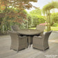 Dellonda Chester Rattan Wicker Outdoor Dining Table w/Tempered Glass Top, Brown