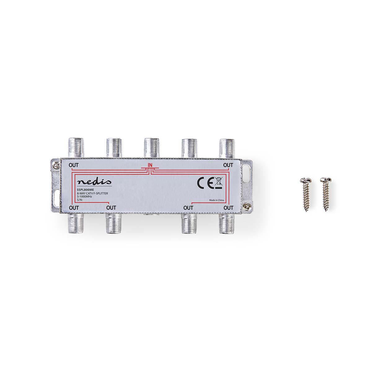 Nedis CATV F-Splitter Max 11 dB gain 5 to 1000 MHz 8 Outputs SSPL800ME