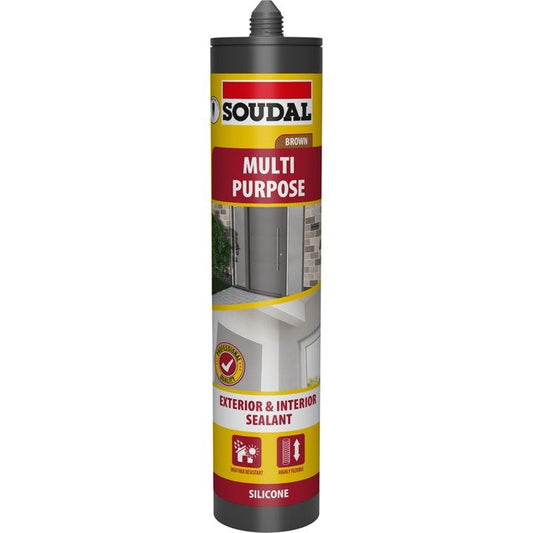 Soudal Multi-Purpose Silicone Sealant - BROWN (290ml)