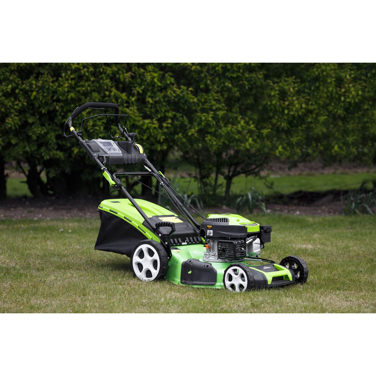 Dellonda Self-Propelled Petrol Lawnmower Grass Cutter with Height Adjustment & Grass Bag 149cc 18"/46cm 4-Stroke Engine DG101