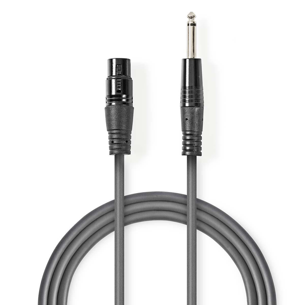 Nedis Unbalanced XLR Audio Cable XLR 3-pin Female to 6.35mm Male 10m Grey - COTG15120GY100