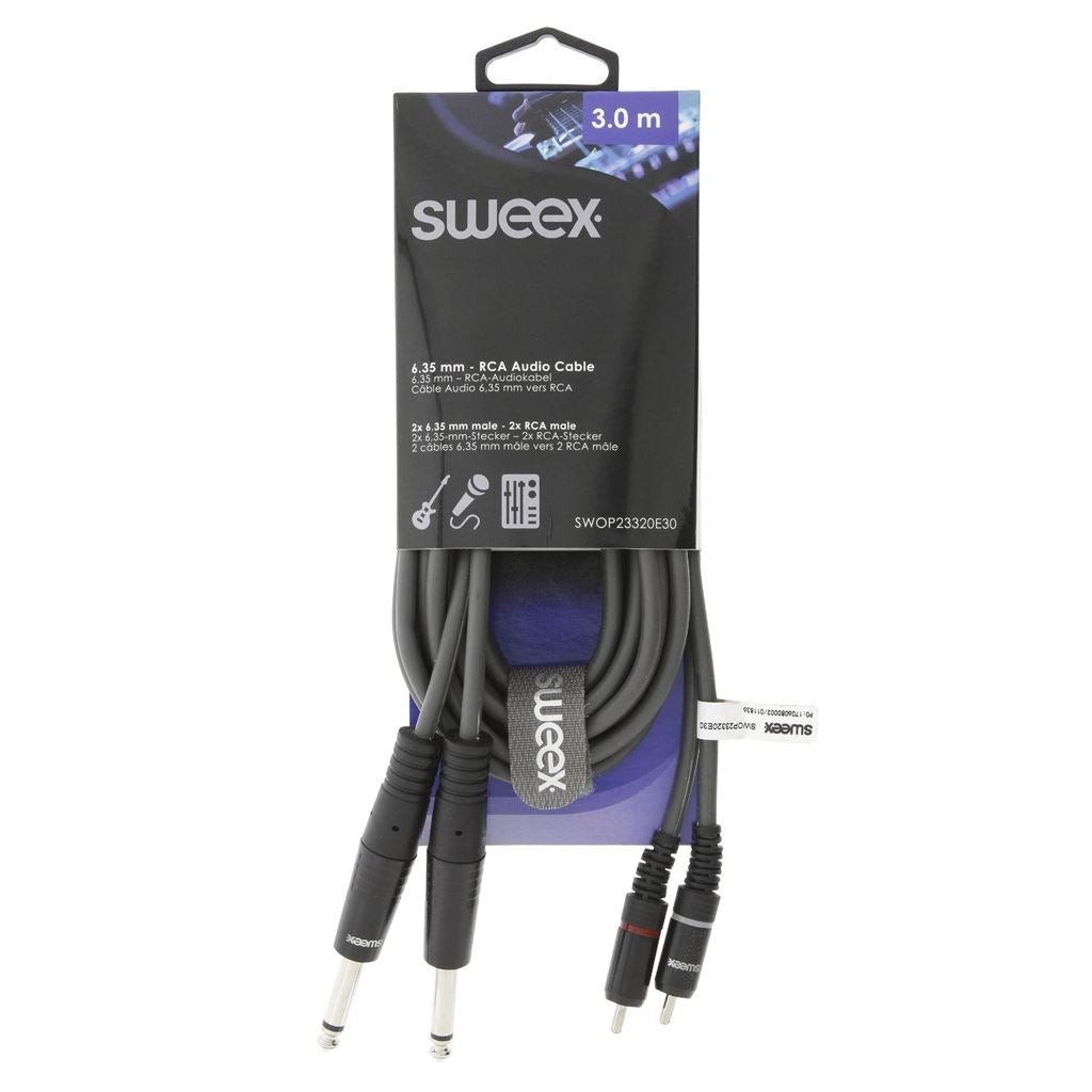 Sweex Stereo Audio Cable 2x 6.35mm Male to 2x RCA Male 3m Dark Grey SWOP23320E30 - COTH23320GY30