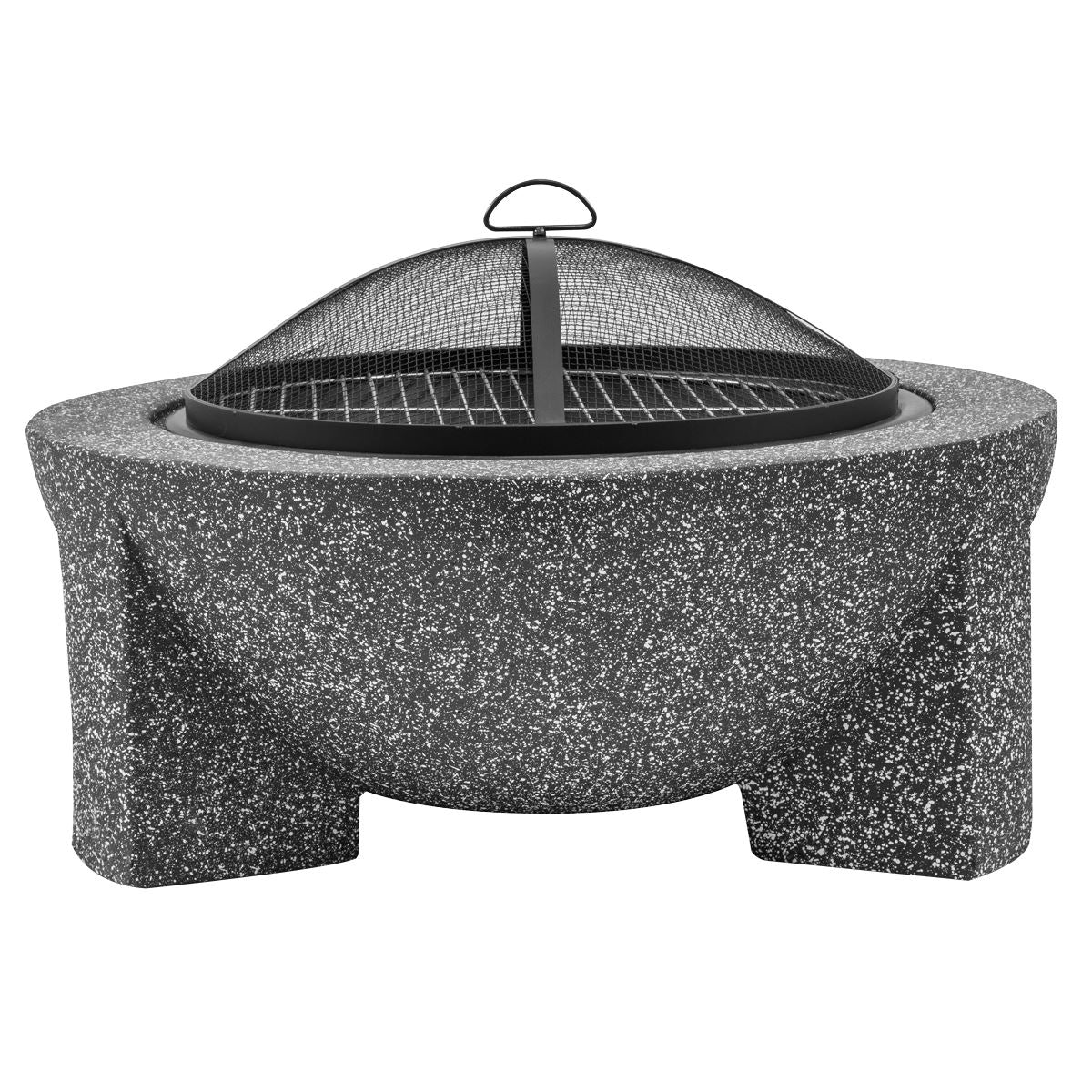 Sealey Dellonda Round MgO Fire Pit with BBQ Grill, 75cm, Safety Mesh Screen - Dark Grey DG191