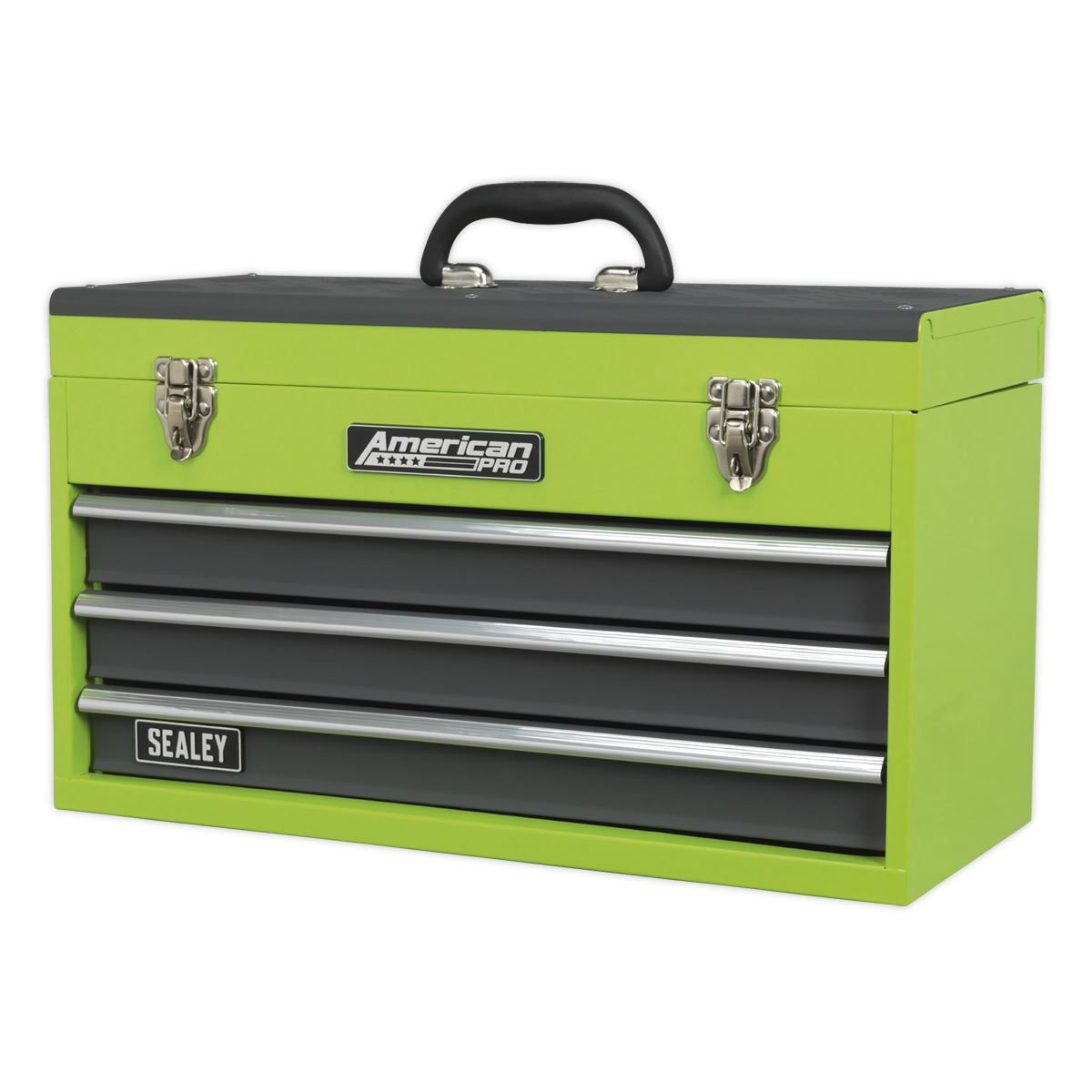 Sealey Tool Chest 3 Drawer Portable - Hi-Vis Green/Grey AP9243BBHV