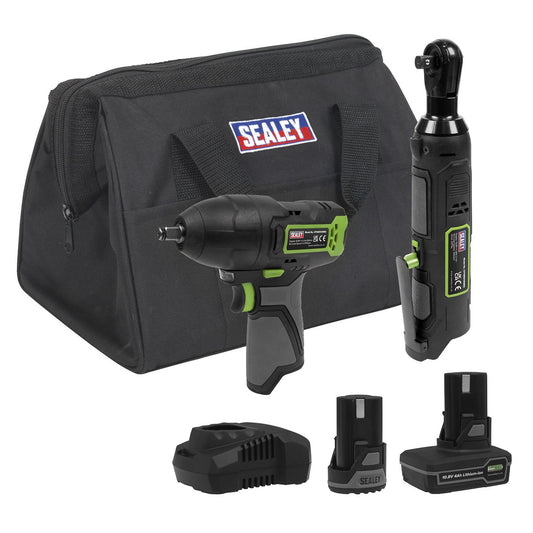 Sealey 2 x 10.8V SV10.8 Series Impact Wrench & Ratchet Wrench Kit CP108VCOMBO6
