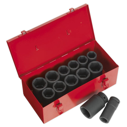 Sealey Impact Socket Set 13pc Deep 3/4"Sq Drive Metric/Imperial AK687