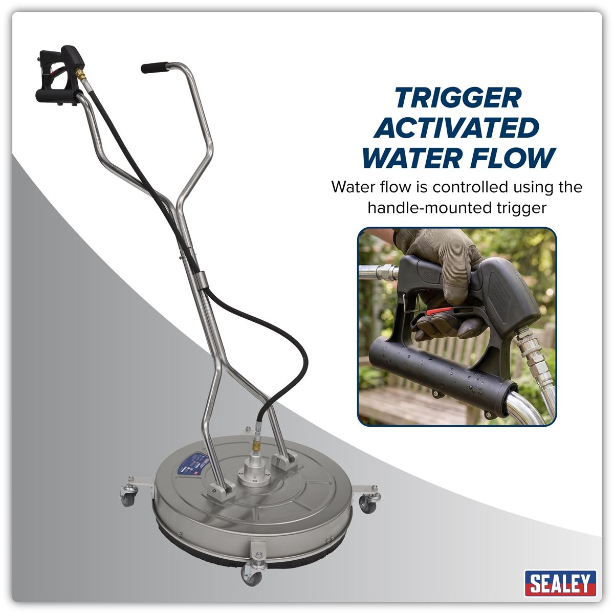 Sealey 24" Surface Cleaner with Dual Handle & Rotating Spray Bar Stainless Steel