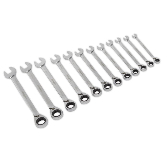 Sealey Reversible Ratchet Combination Spanner Set 12pc Metric S0840