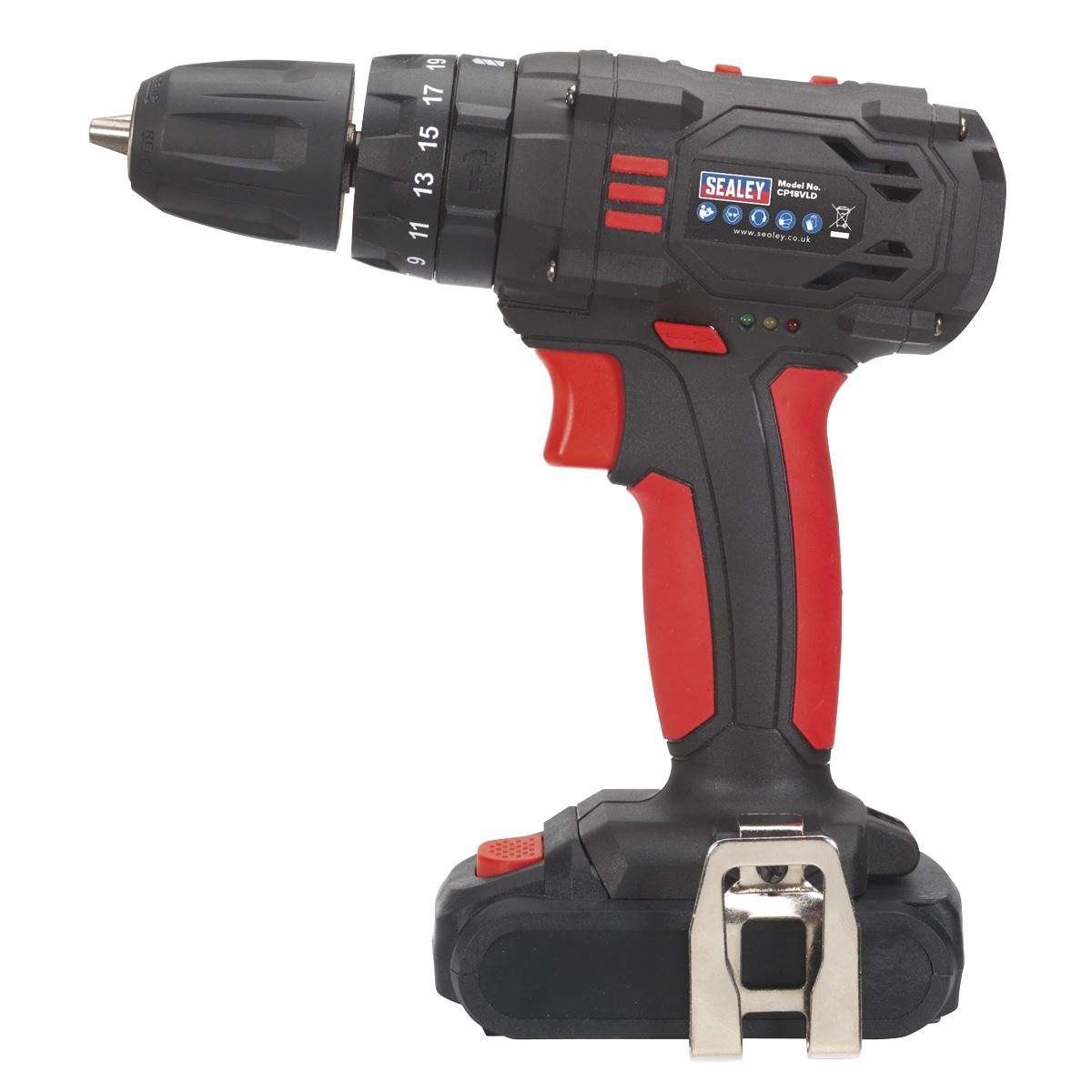 Sealey C/Less Hammer Drill/Driver 10mm 18V Li-ion 1.5Ah 2-Speed CP18VLD