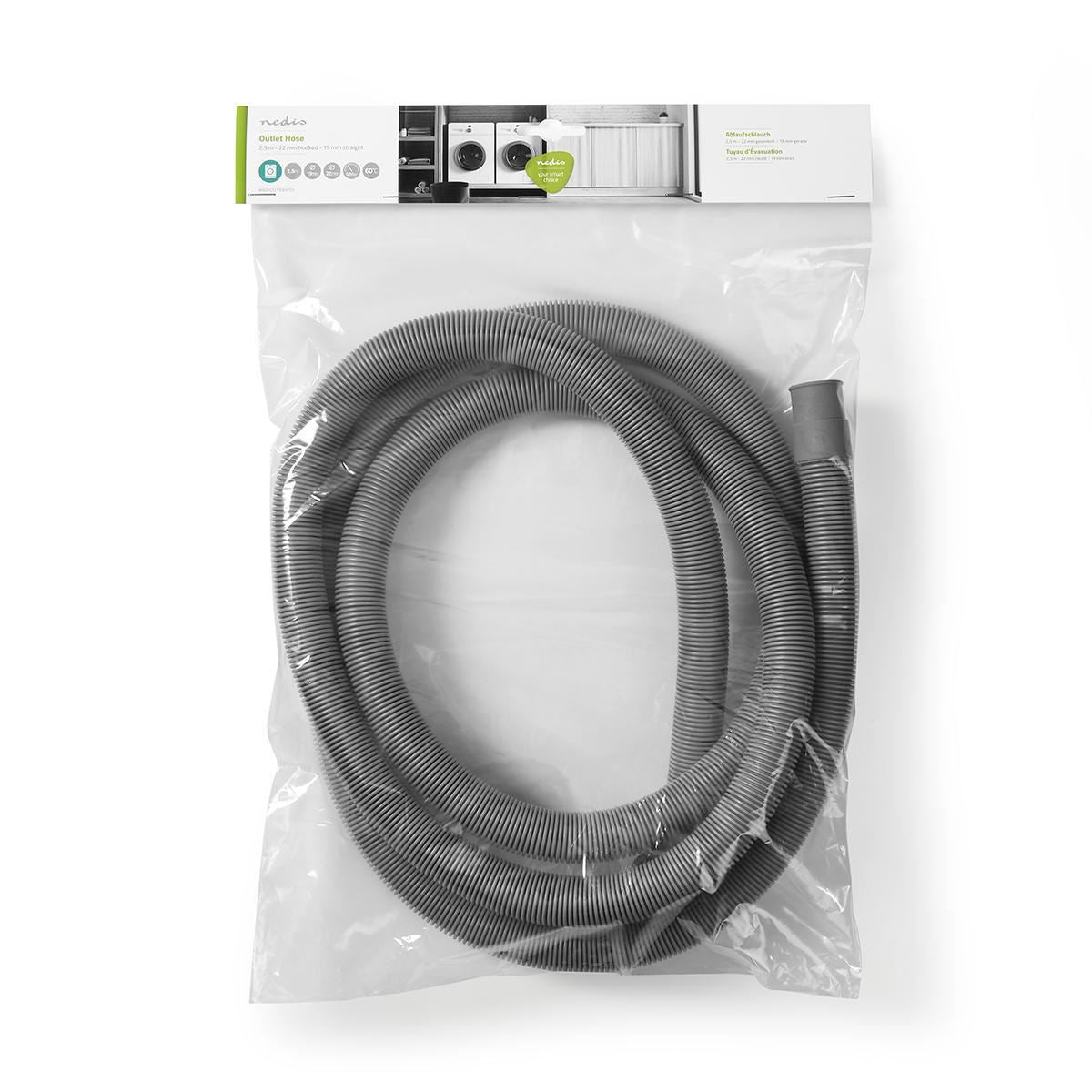 Nedis Outlet Hose 22mm Angled to 19mm Straight 0.5 bar 60 °C 2.50 m - WAOH2219SHP25