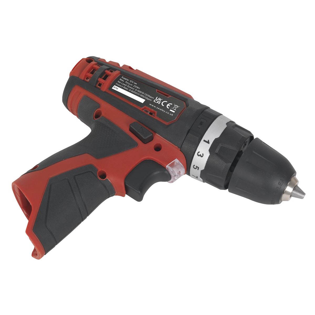 Sealey Cordless Hammer Drill/Driver 10mm 12V Li-ion - Body Only CP1201