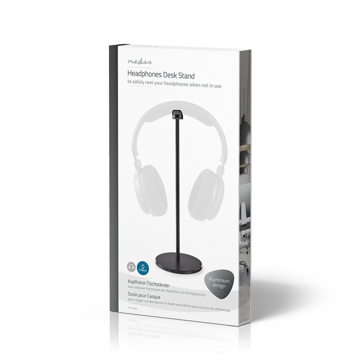 Nedis Headphones Stand Aluminium Design 98 x 276mm Black HPST200BK