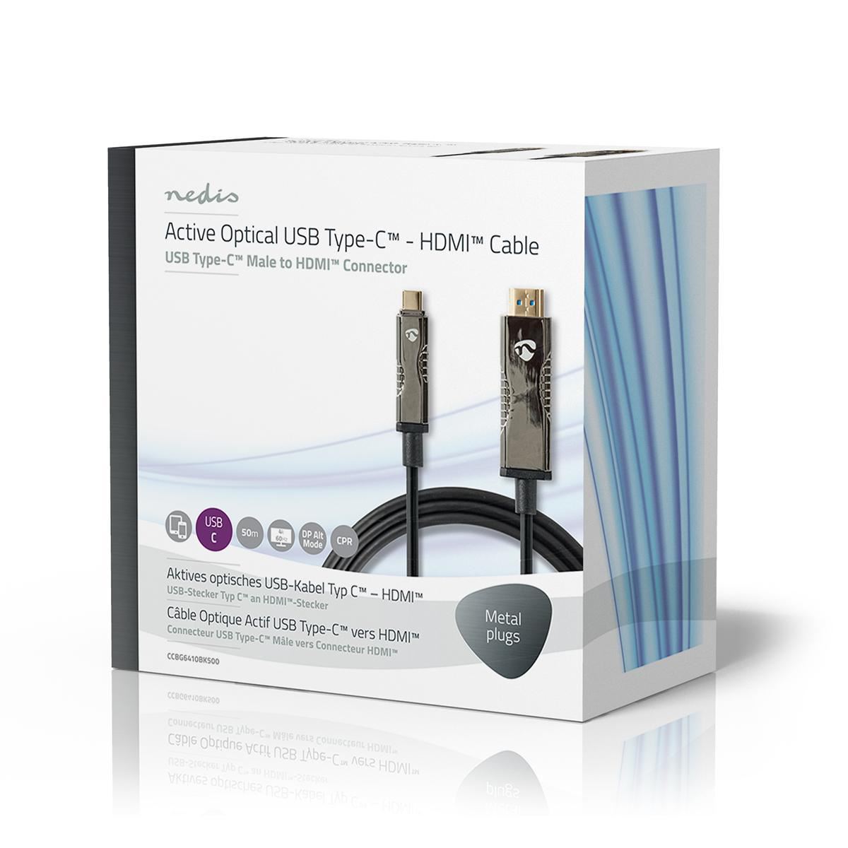 Nedis USB Type-C to HDMI Cable AOC Type-C Male to HDMI Connector 50m Black - CCBG6410BK500