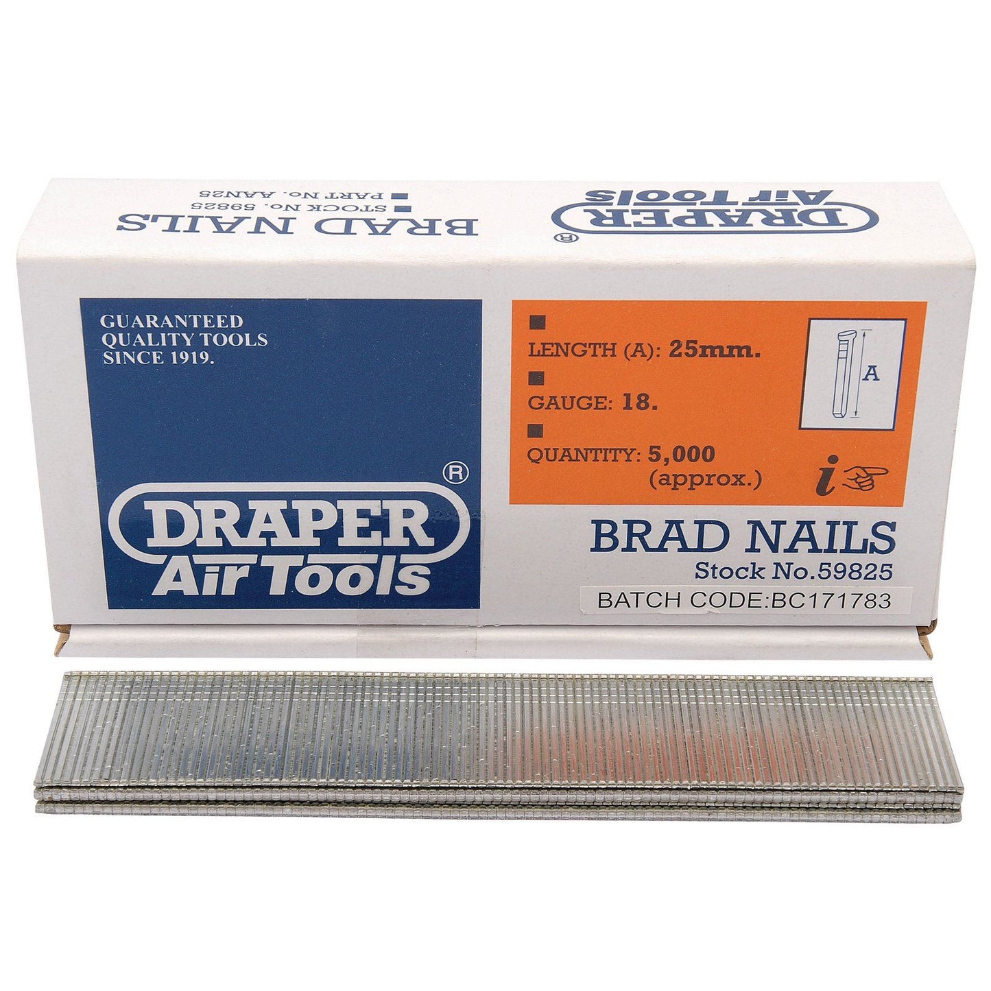 Draper 5000x 25mm Brad Nails Garage Professional Standard Tool 59825