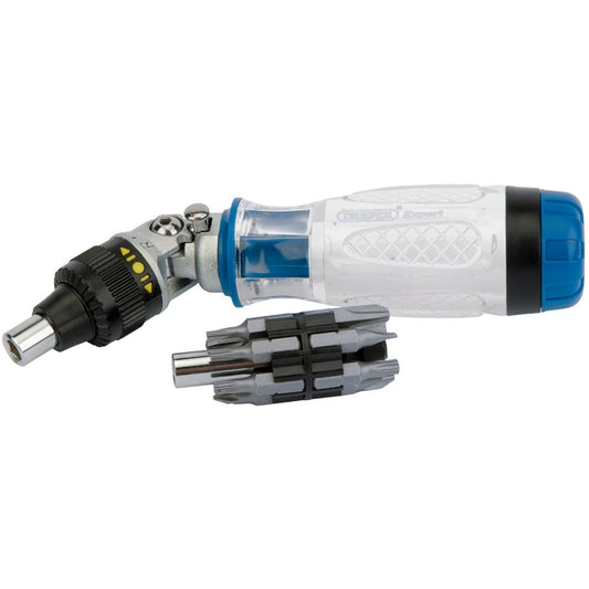 Draper 180° Swivel Jointed Ratchet Screwdriver and 13-Piece Bit Set 40855 Sealed