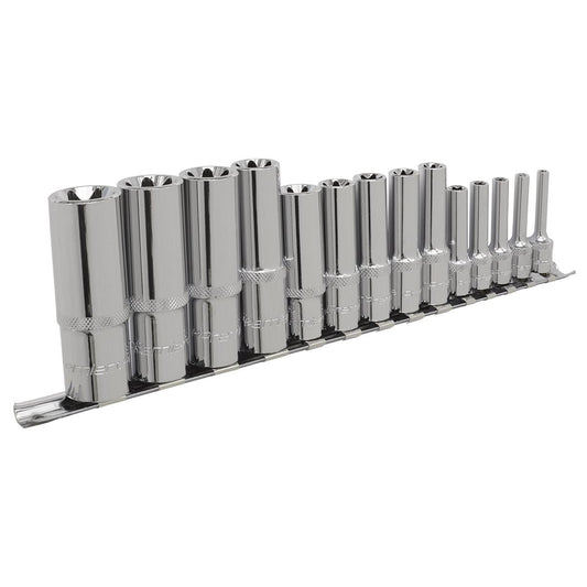Sealey TRX-Star* Socket Set 14pc Deep 1/4", 3/8" & 1/2"Sq Dr E4-E24 AK6114