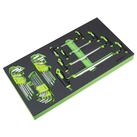 Sealey Siegen T-Handle & Standard Hex/TRX-Star* Key Set with Tool Tray S01280
