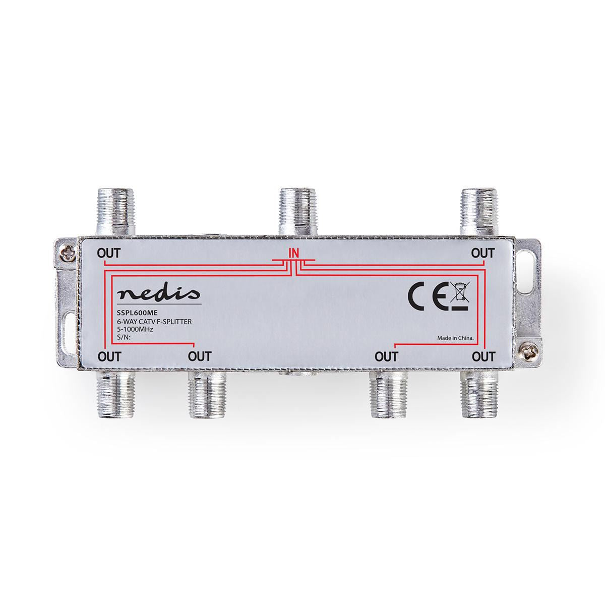 Nedis CATV F-Splitter Max 10 dB gain 5 to 1000 MHz 6 Outputs SSPL600ME