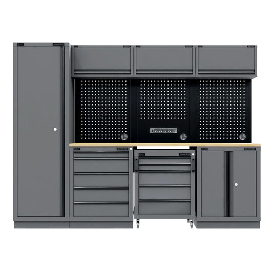 Sealey Superline Black Edition Storage System with Rubber Wood Worktop 2.64m