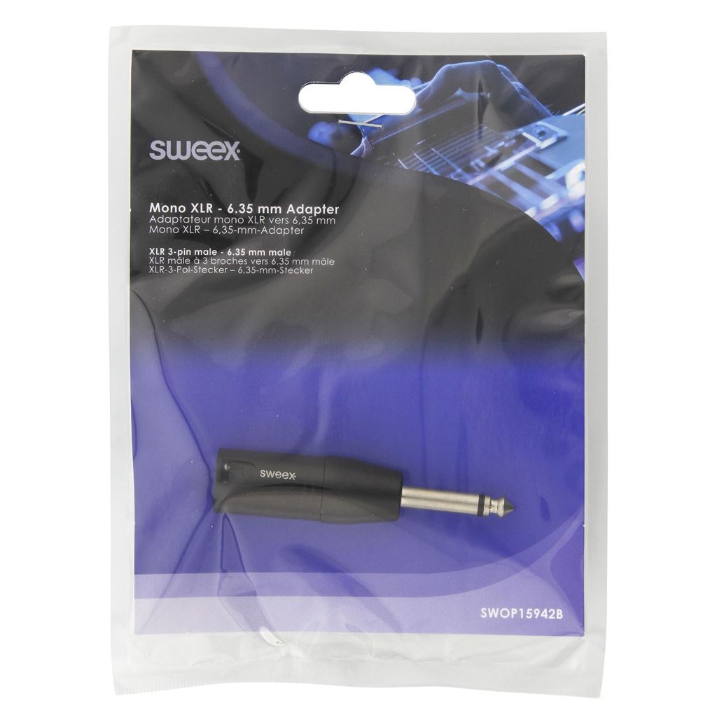 Sweex XLR Adapter XLR 3-Pin Male to 6.35mm Male Black SWOP15942B - COTP15942BK