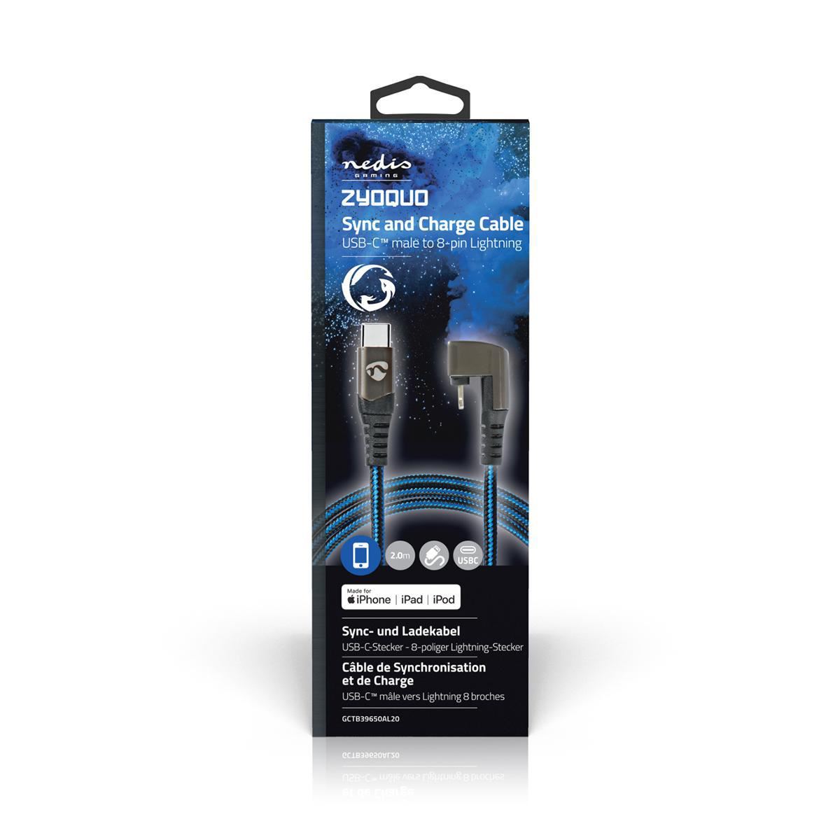 Nedis USB Cable USB 2.0 Apple Lightning 8-Pin USB Type-C Male 480 Mbps 60W 2m - GCTB39650AL20
