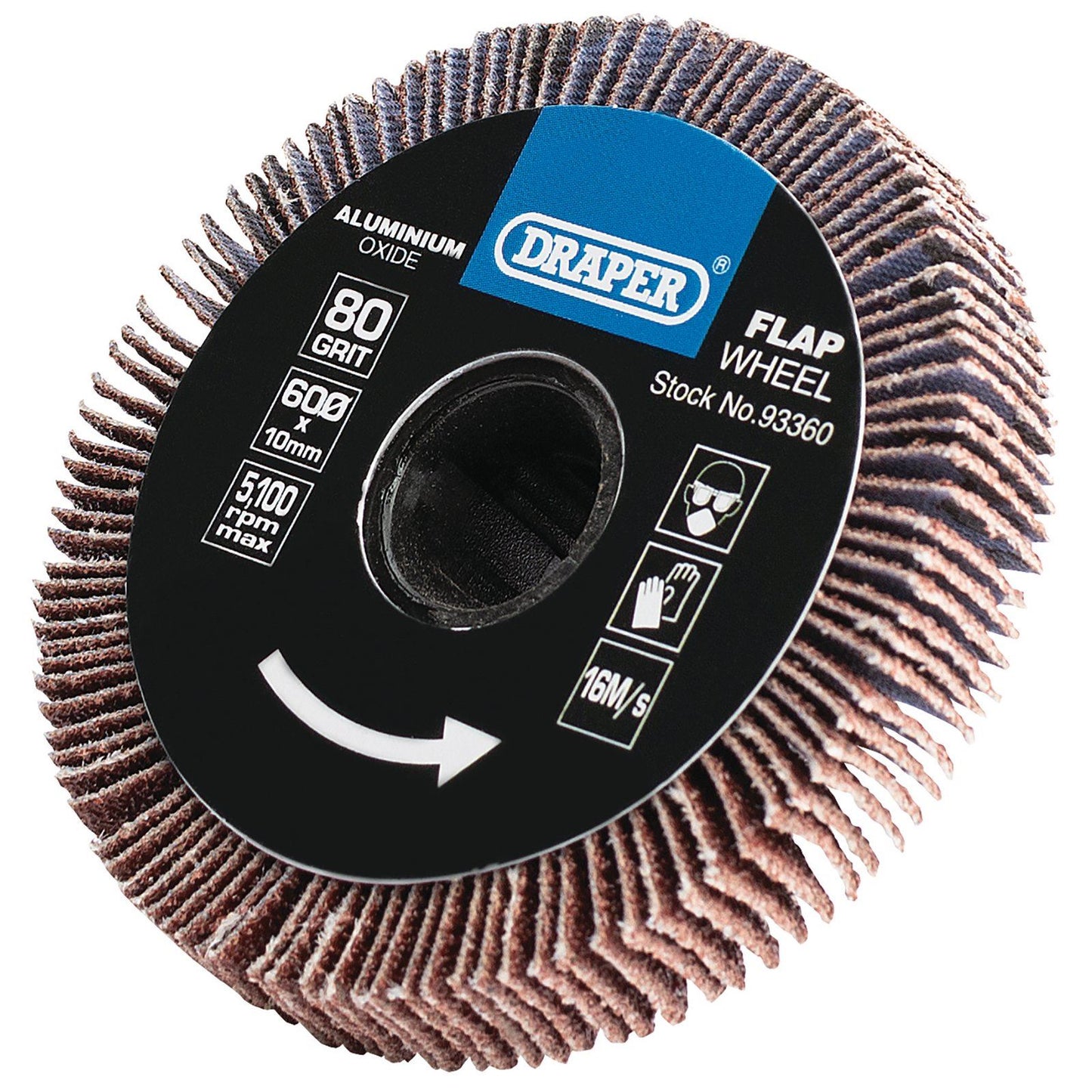 Draper 80 Grit Aluminium Oxide Flap Wheel (10 X 60mm) - 93360