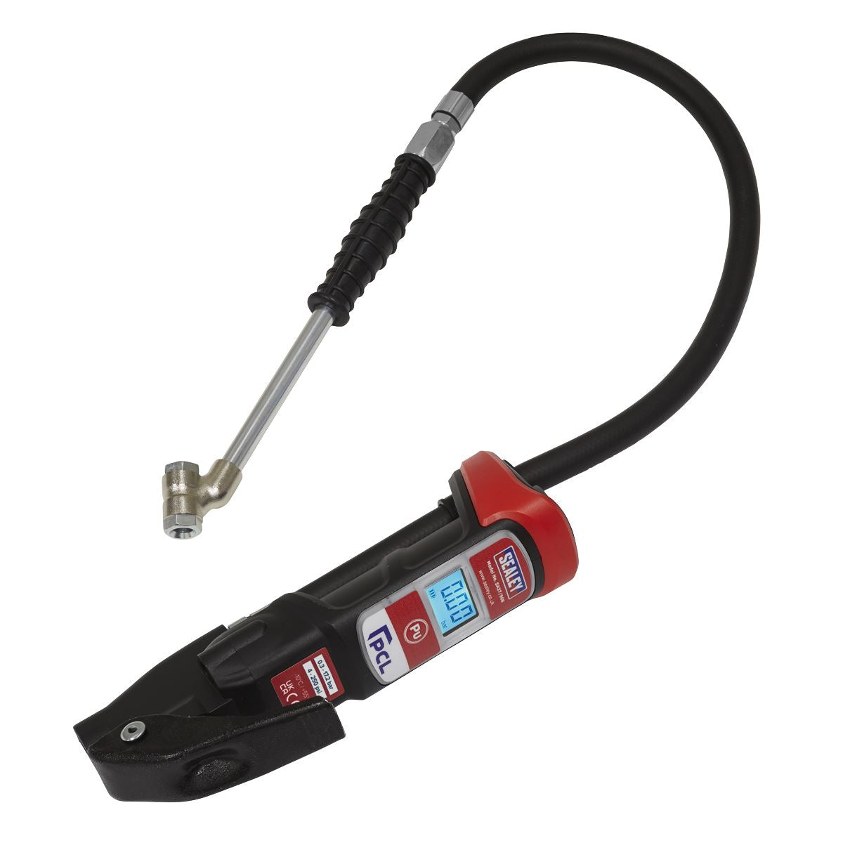 Sealey Prem. Anodised Digital Tyre Inflator-Twin Push-On Connector SA37/96B