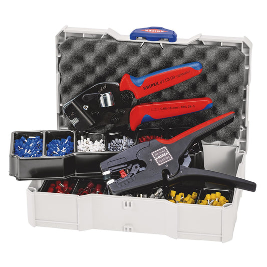 KNIPEX 97 90 17 Crimp Assortment for Wire Ferrules, 1 x 12 42 195, 1 x 97 53 09, 8 x Wire Ferrule Sets