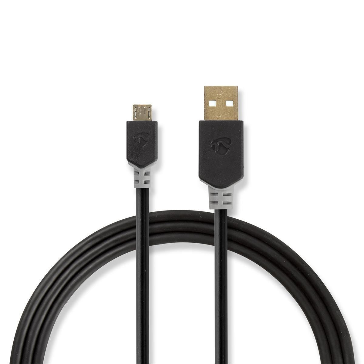 Nedis USB Cable USB 2.0 USB-A Male USB Micro-B Male 480 Mbps Gold Plated 2m
